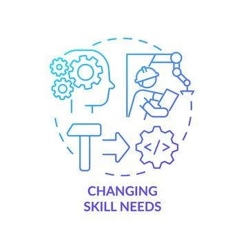 Changing skill needs blue gradient concept icon Stock Illustration