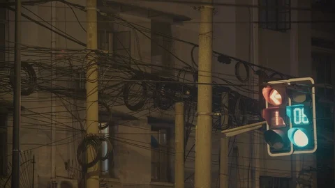 Changing street lights in Shanghai Stock Footage 99391961