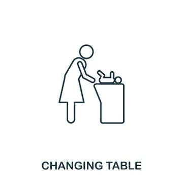 Changing Table icon outline style. Creative thin design from baby things icon Illustrazione stock