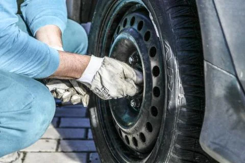 Changing tires Stock Photos