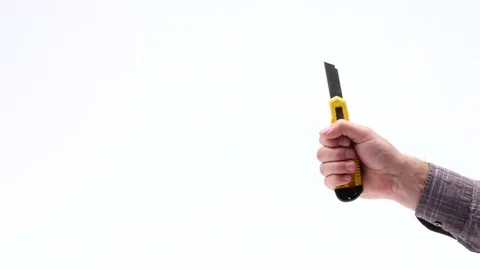 Changing tools in mans hand. 4k stopmotion animation loop, side view. Stock Footage