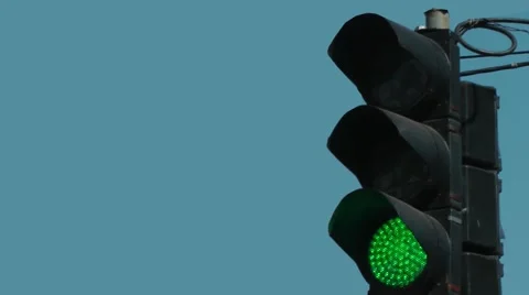 The changing traffic light on blue sky background Stock Footage 65445659