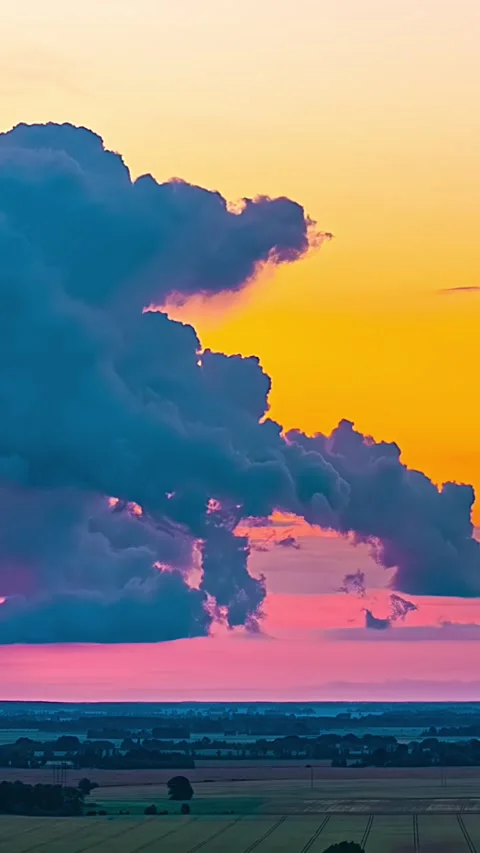 Changing weather and moving clouds over expansive landscape. Stock Footage 337155922