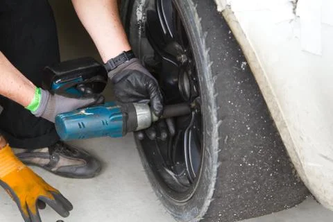 Changing a wheel Stock Photos