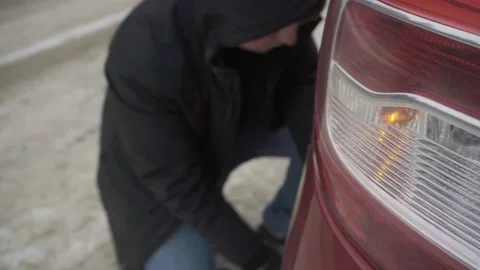 Changing Wheels in Winter on the Road Stock Footage 147321607