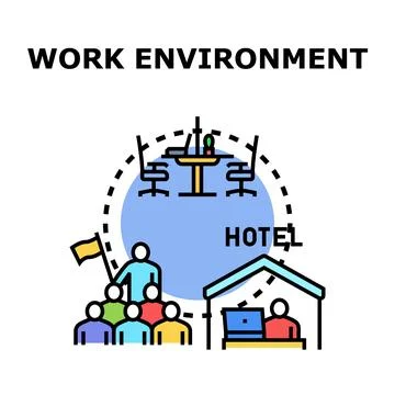 Changing work environment and office location concept Stock Illustration