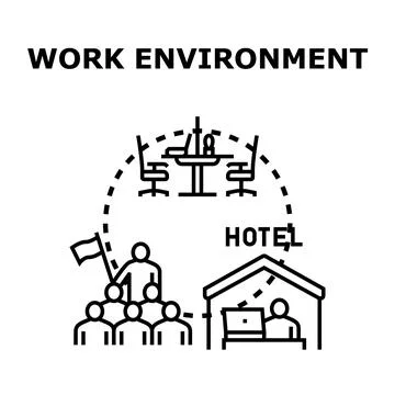 Changing work environment and office location concept Stock Illustration