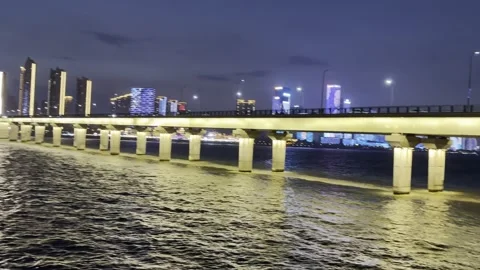 Changsha, China - August 16 2026. Night View of Xiangjiang River in Changsha Vídeo Stock 343658082