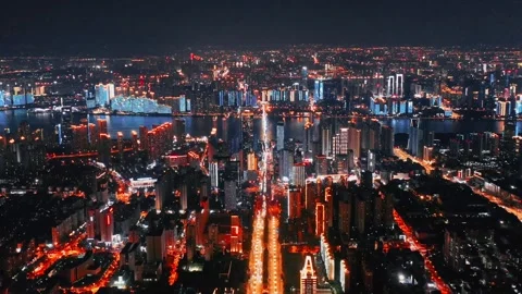 Changsha cityscape museum complex riverside bay park aerial panorama 4k china Stock Footage 325807495