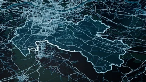 Changsha County Changsha China Digital Map Highlight 4K Stock Footage 337299610