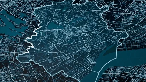 Changshu China Glowing Digital Map Animation 4K Video stock 337774725