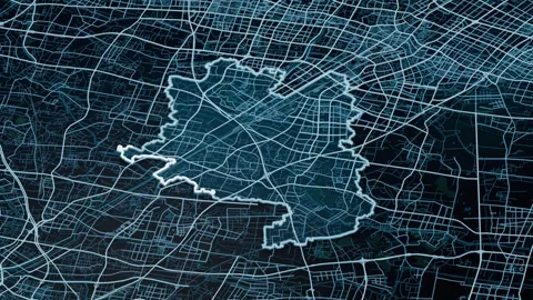 Changzhou Economic Development District Changzhou China Digital Map Highlight 4K Stock Footage 337280551