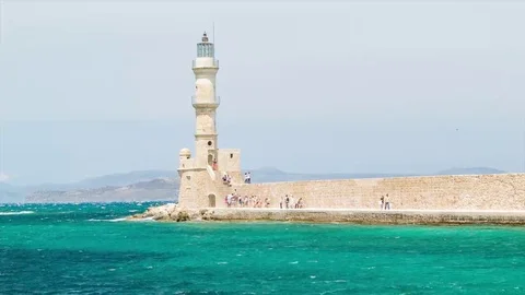 Chania Lighthouse on Crete in Greece Stock Footage 69220433