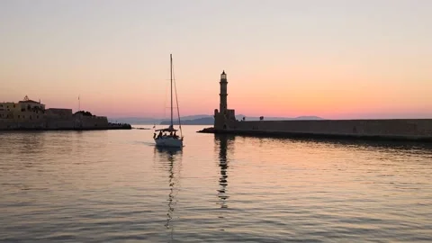 Chania Old Port Stock Footage