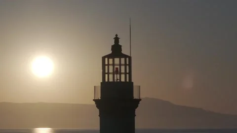 Chania town by night, Lighthouse, Drone shot, Crete, Greece, Aerial view of Chan Stock Footage 309121935