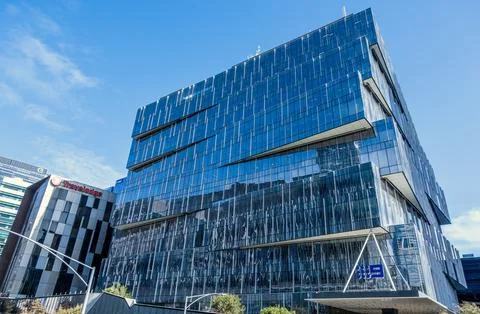 The Channel 9 Broadcasting Building viewed from the Southern Cross Bridge Stock Photos