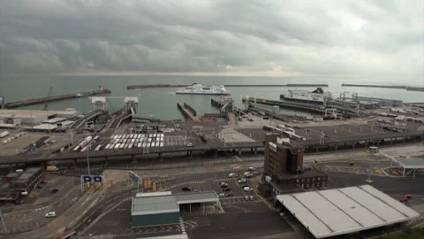 A Channel Ferry Sails Into Dover Port Under Stormy Clouds Stock Footage 346842706