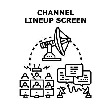 Channel lineup screen providing multimedia entertainment broadcast Stock Illustration