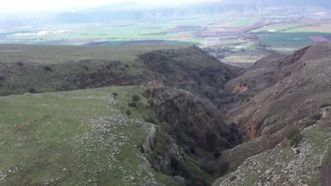 Channel of Orvim stream in the Golan Heights - Israel Stock Footage 233757204