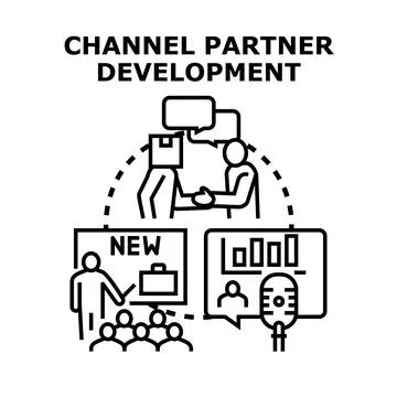 Channel partner development promoting business growth strategy Illustrazione stock