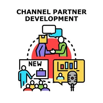 Channel partner development promoting business growth strategy Stock Illustration