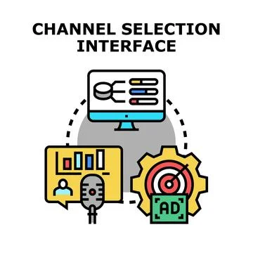 Channel selection interface for digital marketing concept Stock Illustration