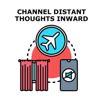 Channeling distant thoughts inward mental focus concept Stock Illustration
