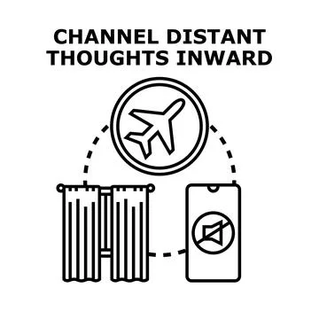 Channeling distant thoughts inward mental focus concept Stock Illustration