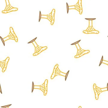 Chanterelle mushroom vector seamless pattern Stock Illustration
