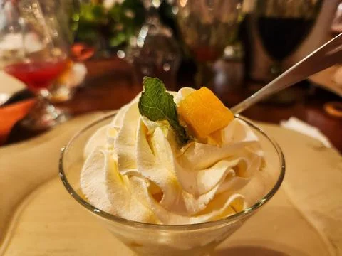 Chantilly and Mango Dessert Stock Photos