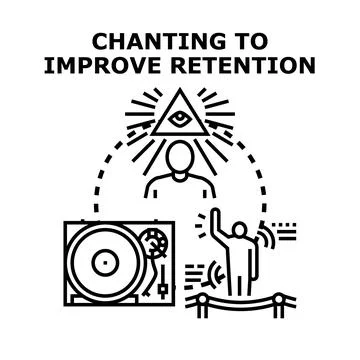 Chanting practices improving knowledge retention concept Stock Illustration