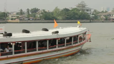 Chao Phraya Express Boat Stock Footage 10765365