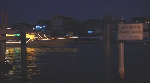 Chao Phraya River and ferry at Bangkok in Thailand Stock Footage 48474613