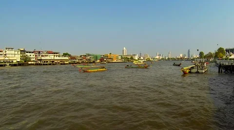 Chao Phraya river in evening light. Bangkok 2015 Stock Footage 48857535