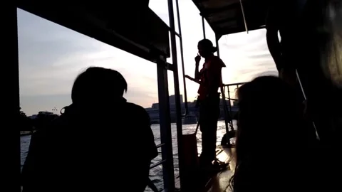 Chao Phraya River View at sunset, Bangkok Stock Footage 341757495