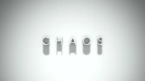 Chaos 3D title animation with shadows on a white background Stock Footage 297800650