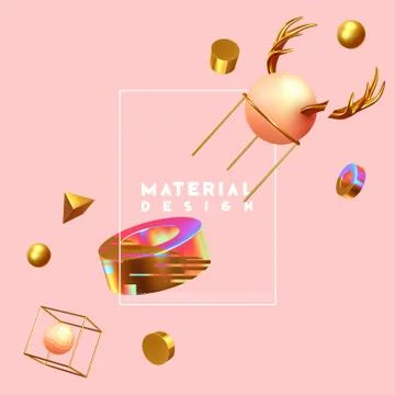 Chaos abstract background with 3d objects. Stock Illustration