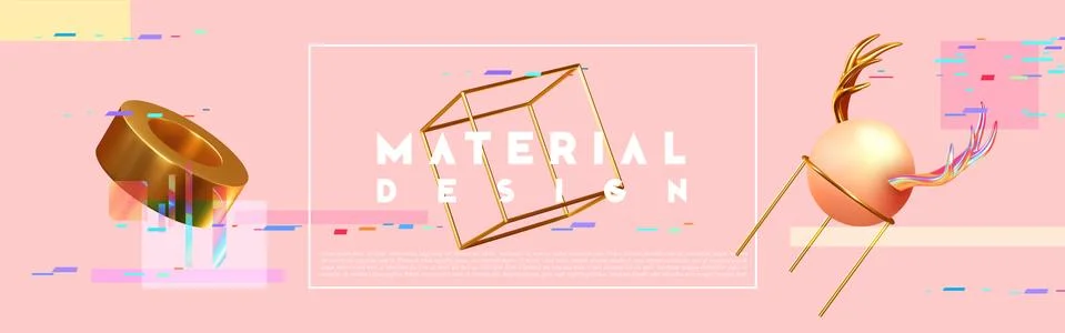 Chaos abstract background with 3d objects. Stock Illustration