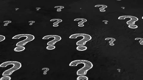 Chaos Handdrawn animation write a Question marks in chalk on a green blackboard Video stock 237807036