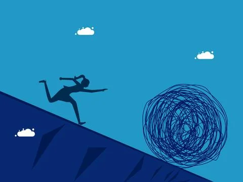 Chaos problem. woman chasing problems 스톡 일러스트