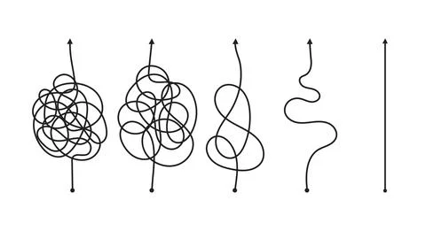 Chaos simplifying, problem solving and business solution searching challenge Stock Illustration