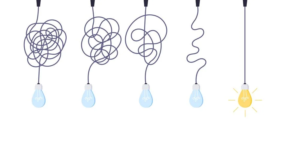 Chaos simplifying, problem solving and business solutions idea searching concept Illustrazione stock