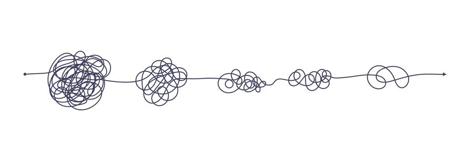 Chaos simplifying, problem solving and business solution searching challenge Stock Illustration