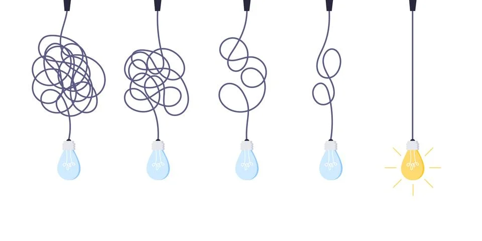 Chaos simplifying, problem solving and business solutions idea searching concept Illustrazione stock