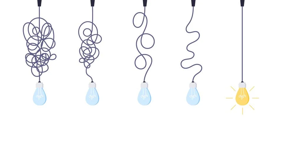 Chaos simplifying, problem solving and business solutions idea searching concept Illustrazione stock