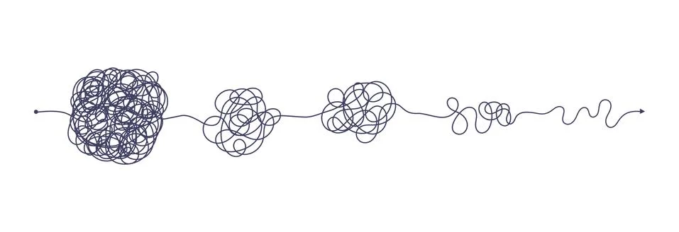 Chaos simplifying, problem solving and business solution searching challenge Illustrazione stock