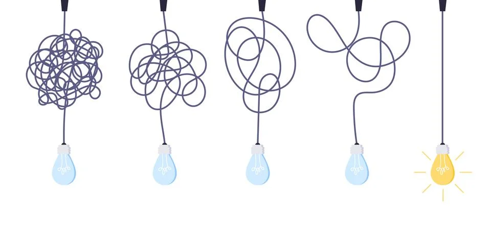 Chaos simplifying, problem solving and business solutions idea searching concept Stock Illustration