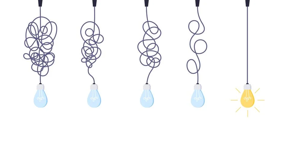 Chaos simplifying, problem solving and business solutions idea searching concept Illustrazione stock