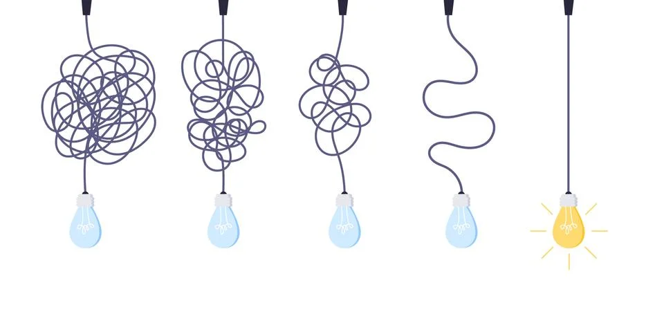 Chaos simplifying, problem solving and business solutions idea searching concept Illustrazione stock