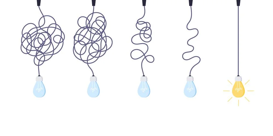 Chaos simplifying, problem solving and business solutions idea searching concept Illustrazione stock